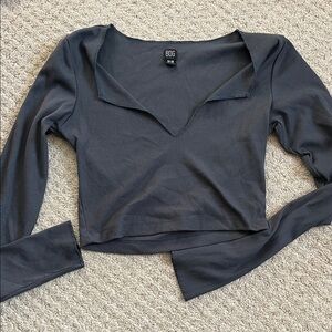 BDG Women's Charcoal Long Sleeve Crop Top Medium